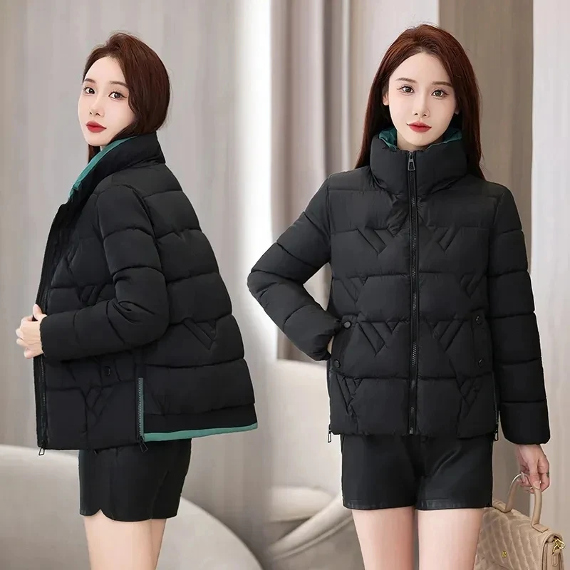 Imagem -03 - Parka Curta com Gola Alta para Mulheres Cabolsas de Algodão Sobretudo Feminino Cabolsa Quente de Inverno Roupa de Neve para Senhoras Cabolsas Novos 2023