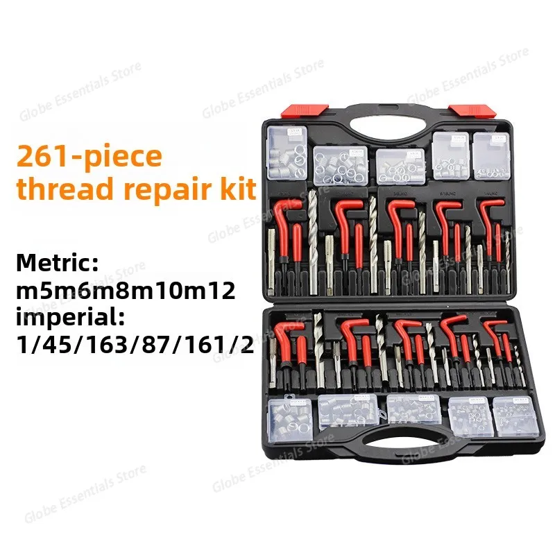 261 PCS Thread Repair Tools Tap Drill Bit Set Hand Self Tapping Thread Set Tapping Thread Set Repairer