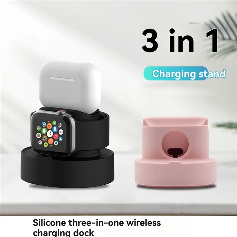 Supporto in silicone A97I-2-in-1 per orologio Iphone per base di ricarica per supporto per cuffie per auricolari Iwatch Night Dock