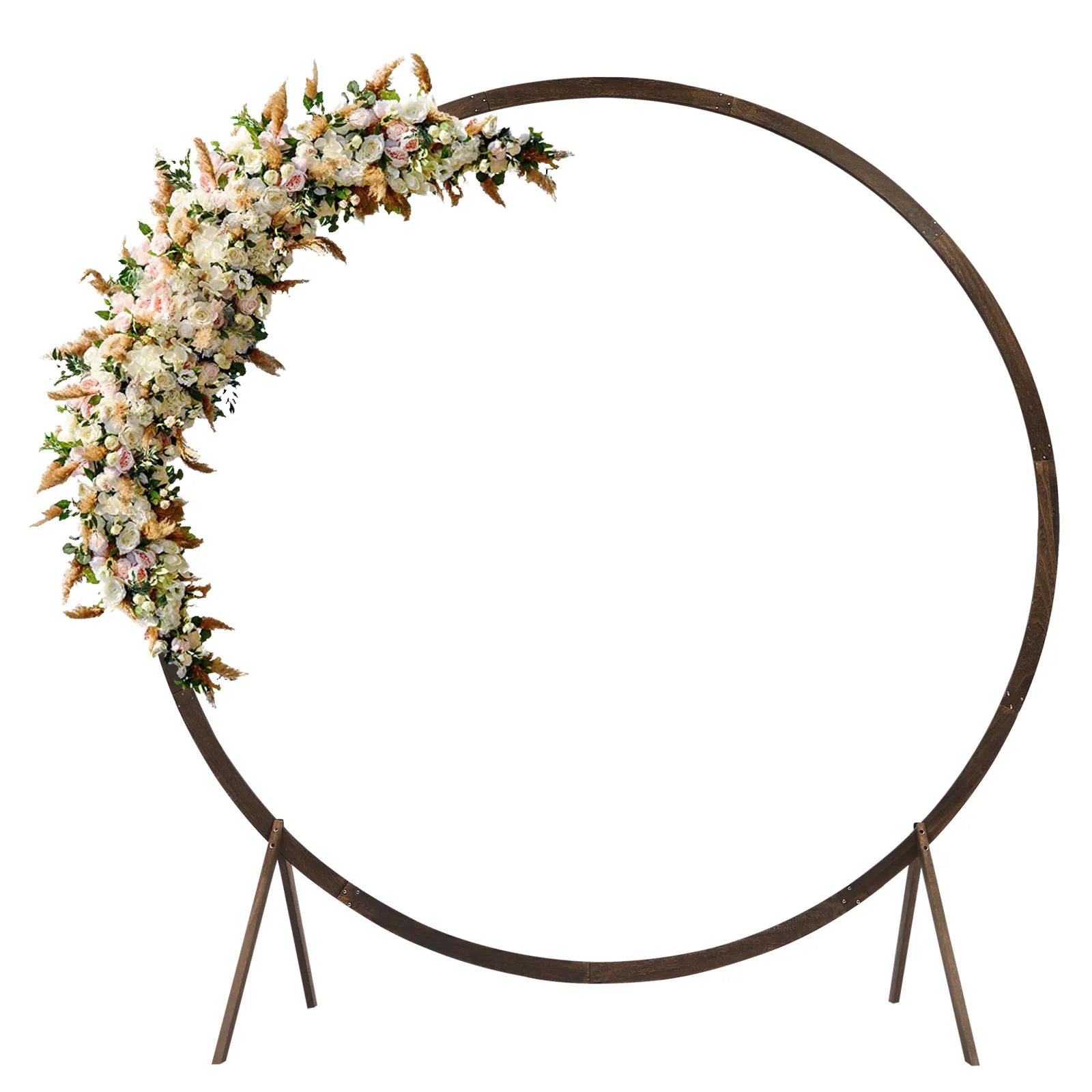 Imagem -03 - Arco Flower Backdrop Stand Rack de Madeira Redonda Cerimônia de Casamento ao ar Livre Decoração do Local 7.2ft