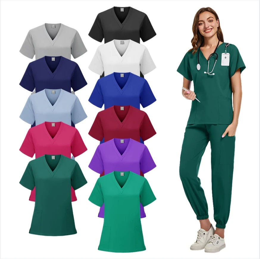 

Medical Nurse Uniform Men Women's Surgical Scrubs Set Clinical Nursing Workwear Pet Veterinaria Clothes Lab Suit Spa Accessories