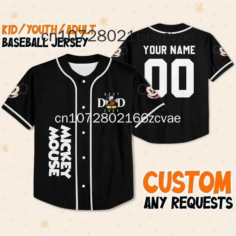 Disney Mom And Dad Baseball Jersey Streetwear Fashion Summer Men's And Women's Free Customized Short Sleeve Baseball Shirt