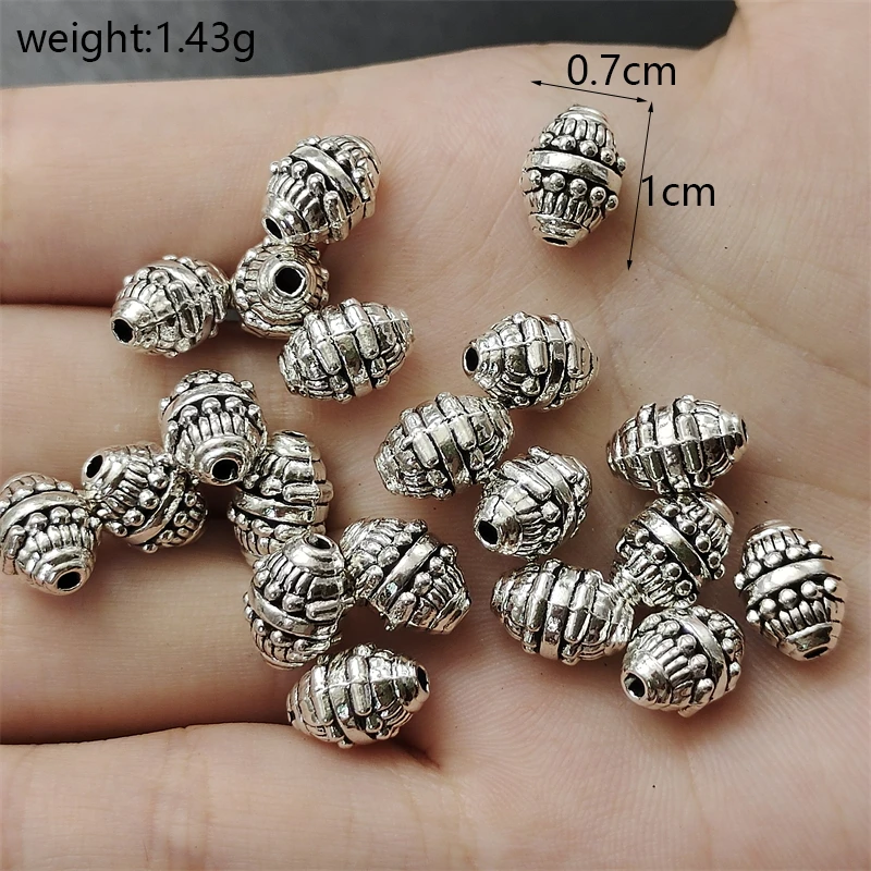 Popular Uneven Perforated Oval Spacer Bead Charm 3 Colors Women\'s Bracelet Making Jewelry Gasket Accessories Wholesale 20/30pcs