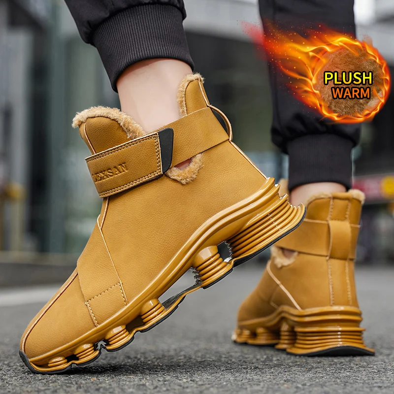 남성용 겨울 부츠 따뜻한 방수 미끄럼 방지 플러시 스니커즈 신발 - 겨울 슬리퍼 남성 테니스 부츠