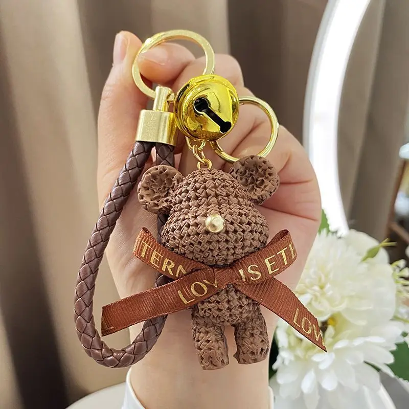 Creative Bear Keychain Cute Bear Keychain Jewelry Resin Trinket Kids Girls Gift Women Bag Charms Phone Doll Pendant Car Keyring