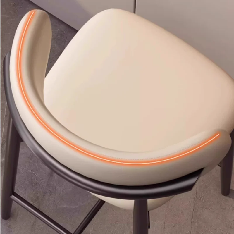 Minimalist İtalyan Tarzı Bar Tabureleri Arka Krem Modern Mutfak Bar Taburesi Ceviz Siyah Sağlam Sgabello Cucina Alto Mobilya