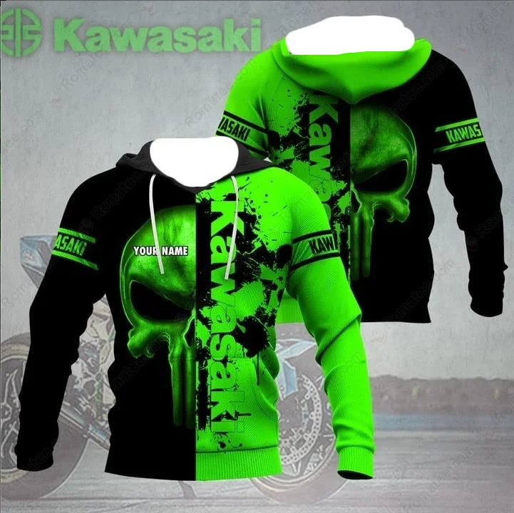 

2025 New Spring and Autumn Men's Kawasaki Sportswear Racing Suit Men's Hoodie Motorcycle Uniform Outdoor Cycling Casual Wear