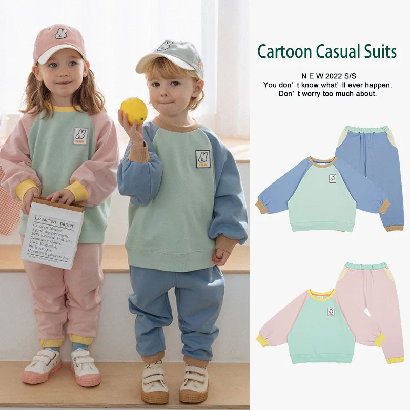 

Jenny&Dave Stock 23 Spring New Children's Sports and Leisure Two Piece Set, Cute Rabbit Raglan Guards and Pants Set