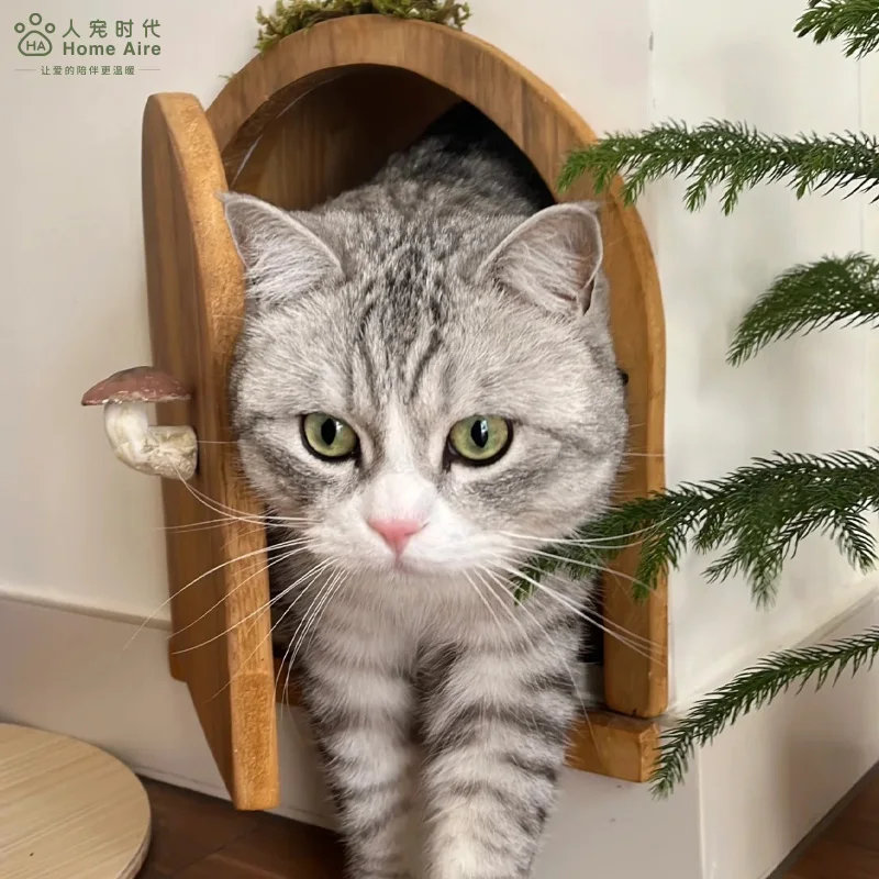 

HomeAire designer cat door bedroom free in and out silent in and out wall hole solid wood custom cat hole