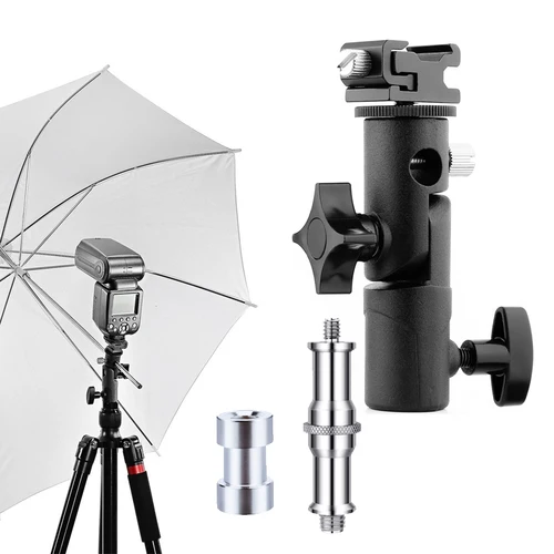Soporte de montaje Universal para zapatos de Flash con tornillo giratorio de 1/4 "", 3/8"", soporte para paraguas para Speedlite Softbox, accesorios de soporte de luz de estudio