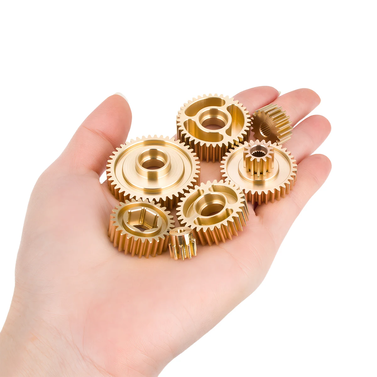 7 stuks Messing Versnellingsbak Gear Set Upgrade Onderdelen voor 1/14 Tamiya RC Truck SCANIA 770S R620 VOLVO FH16 3363 1851 MAN TGS Auto
