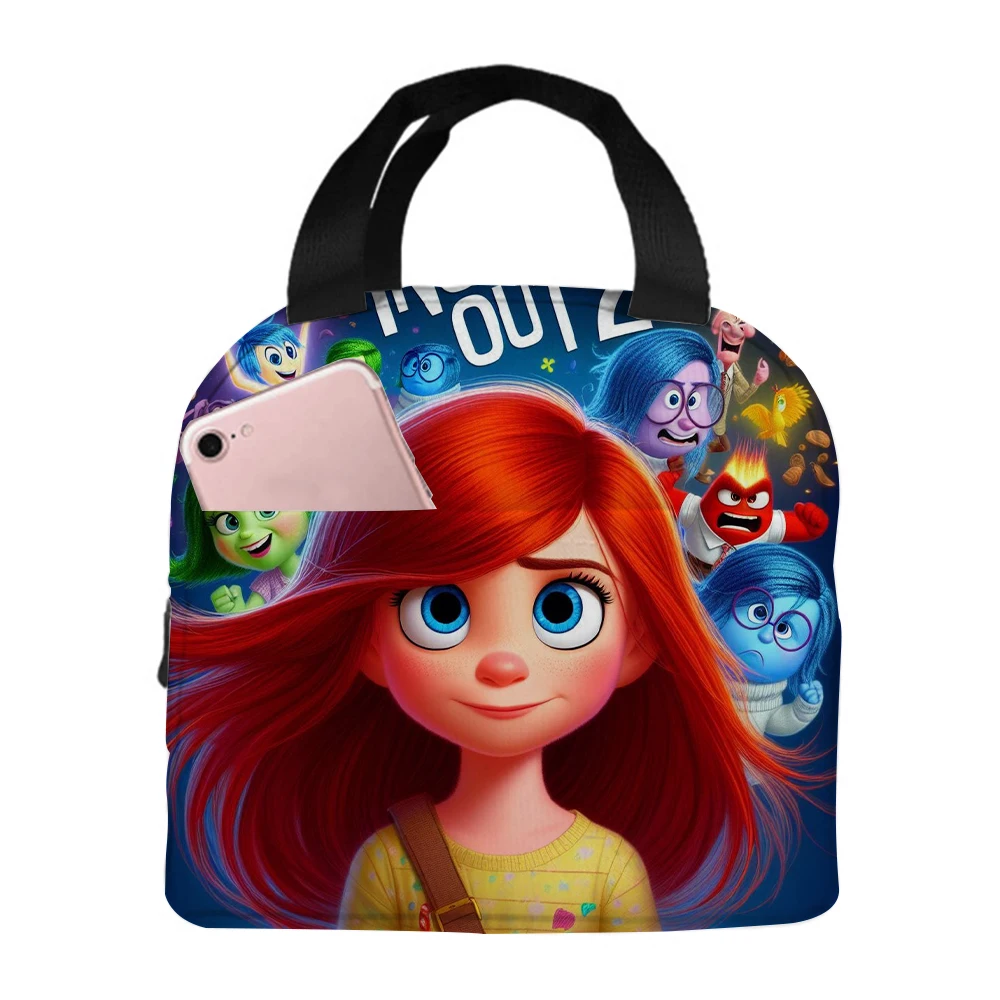 Inside Out 2 Lunch Bag for Kids Disney Joy glossy Anger Anime isolamento termico borsa School Picnic Office Bento Food Pouch