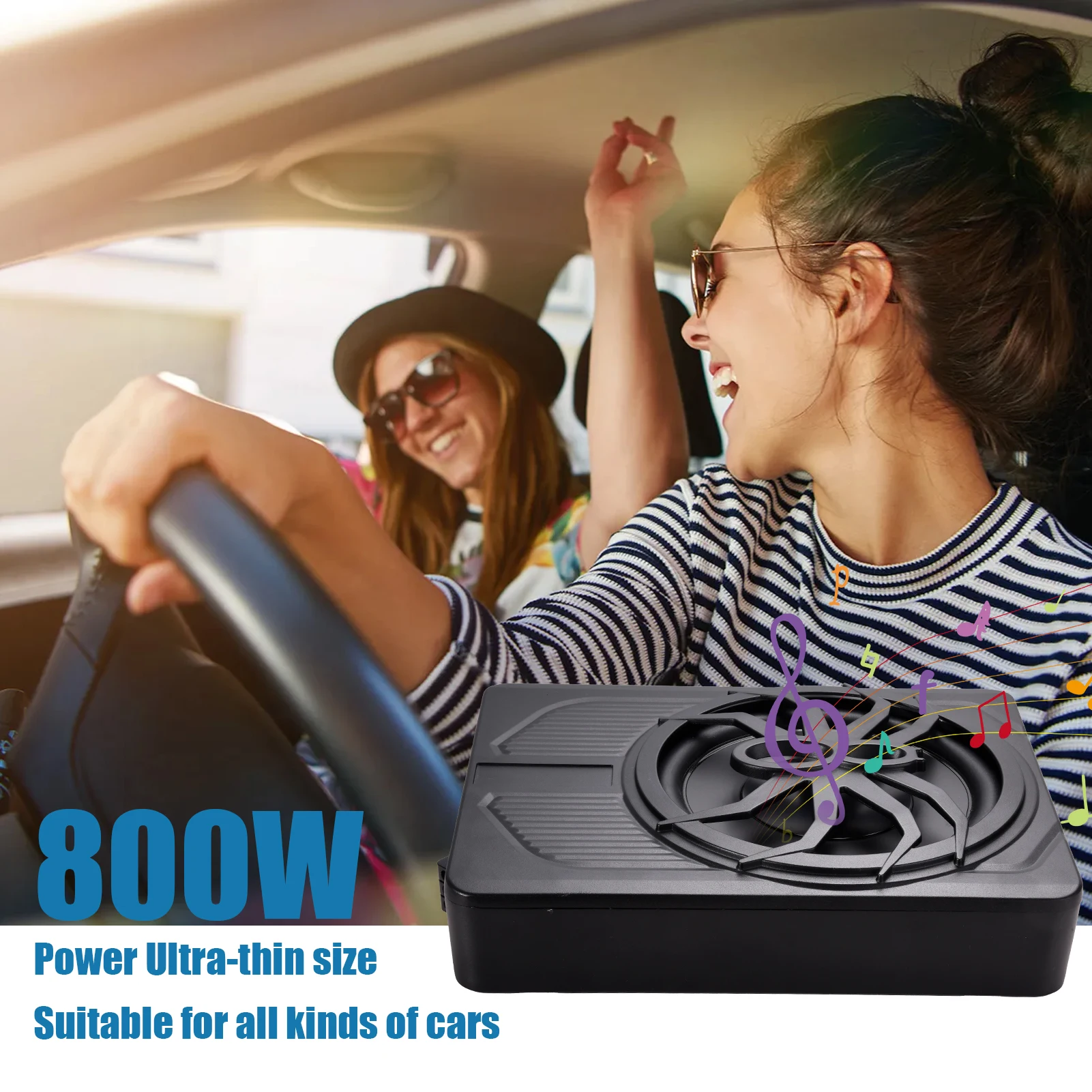 مضخم صوت للسيارة مقاس 10 بوصات مزود بإضاءة محيطة زرقاء - مضخم صوت نشط مدمج للشاحنات/المركبات المحدبة بالسيدين