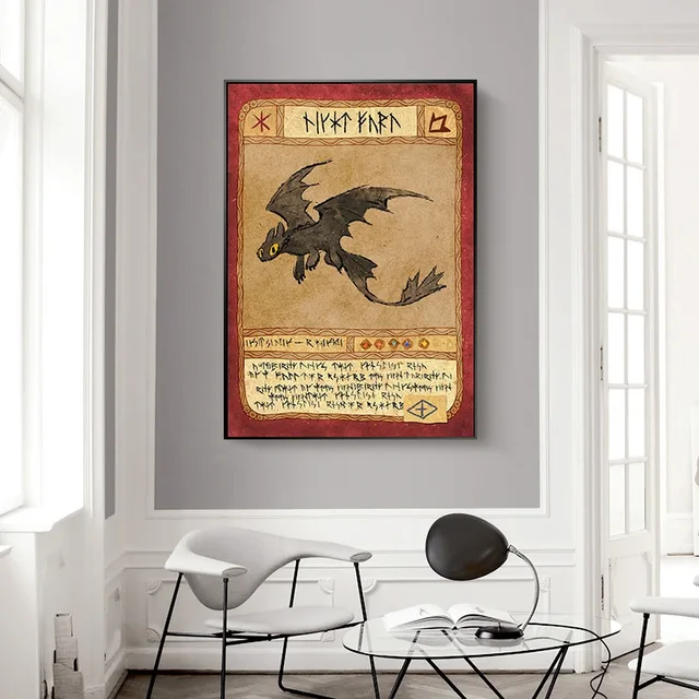 Retro Hookfang Seashocker Toothless Dragon Cards Poster Print Canvas Painting Vintage Wall Art For Living Room Home Decor 4 Retro Hookfang Seashocker Toothless Dragon Cards Poster Print Canvas Painting Vintage Wall Art For Living Room Home Decor 4