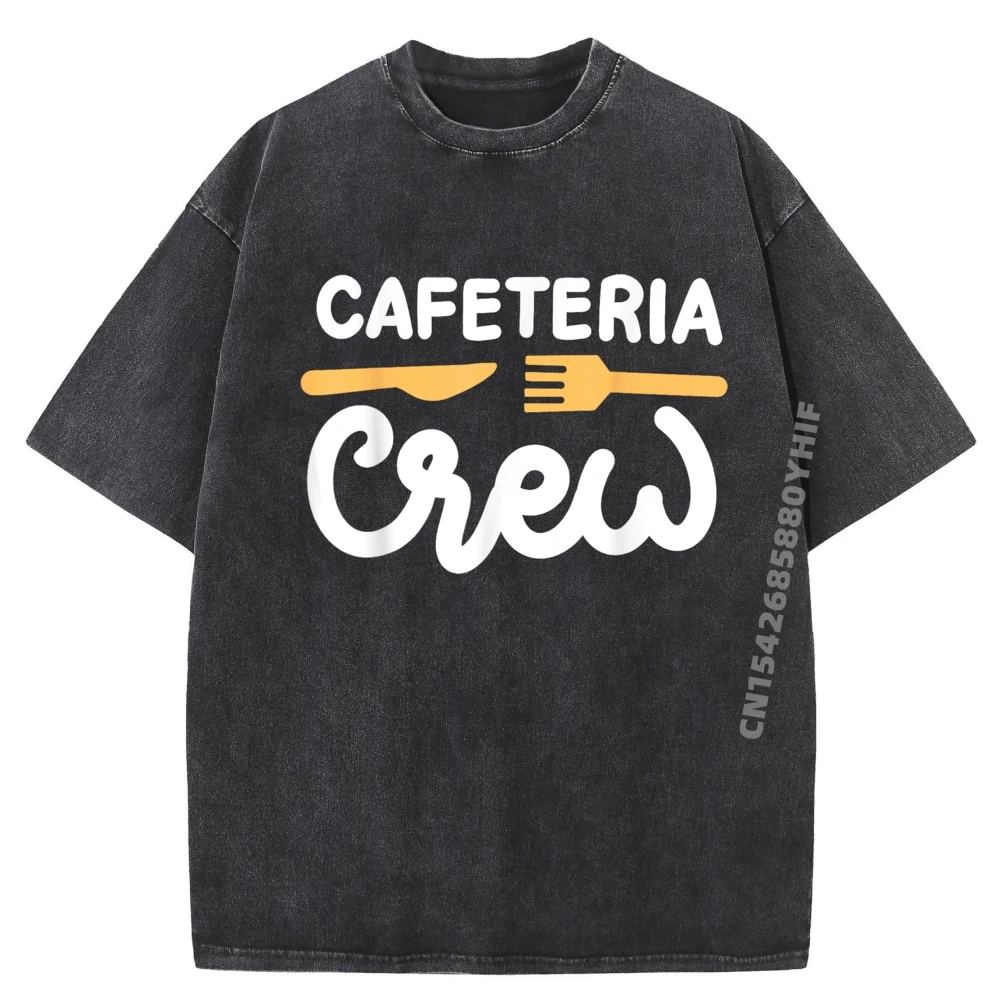 

Lunch Lady Cafeteria Crew Funny Wholesale Tshirts 100 Pcs Men's Clothing 2025 Harajuku Printed Washed Shirt