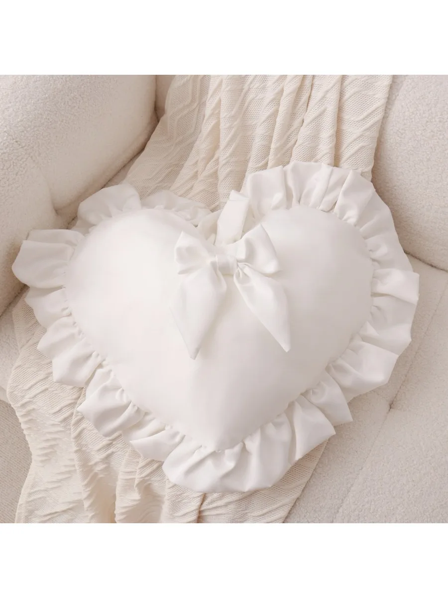 Taie d'oreiller à volants en forme de cœur, housse de coussin de taille pour canapé-lit, mignonne maison, chambre d'enfant, décoration de mariage,