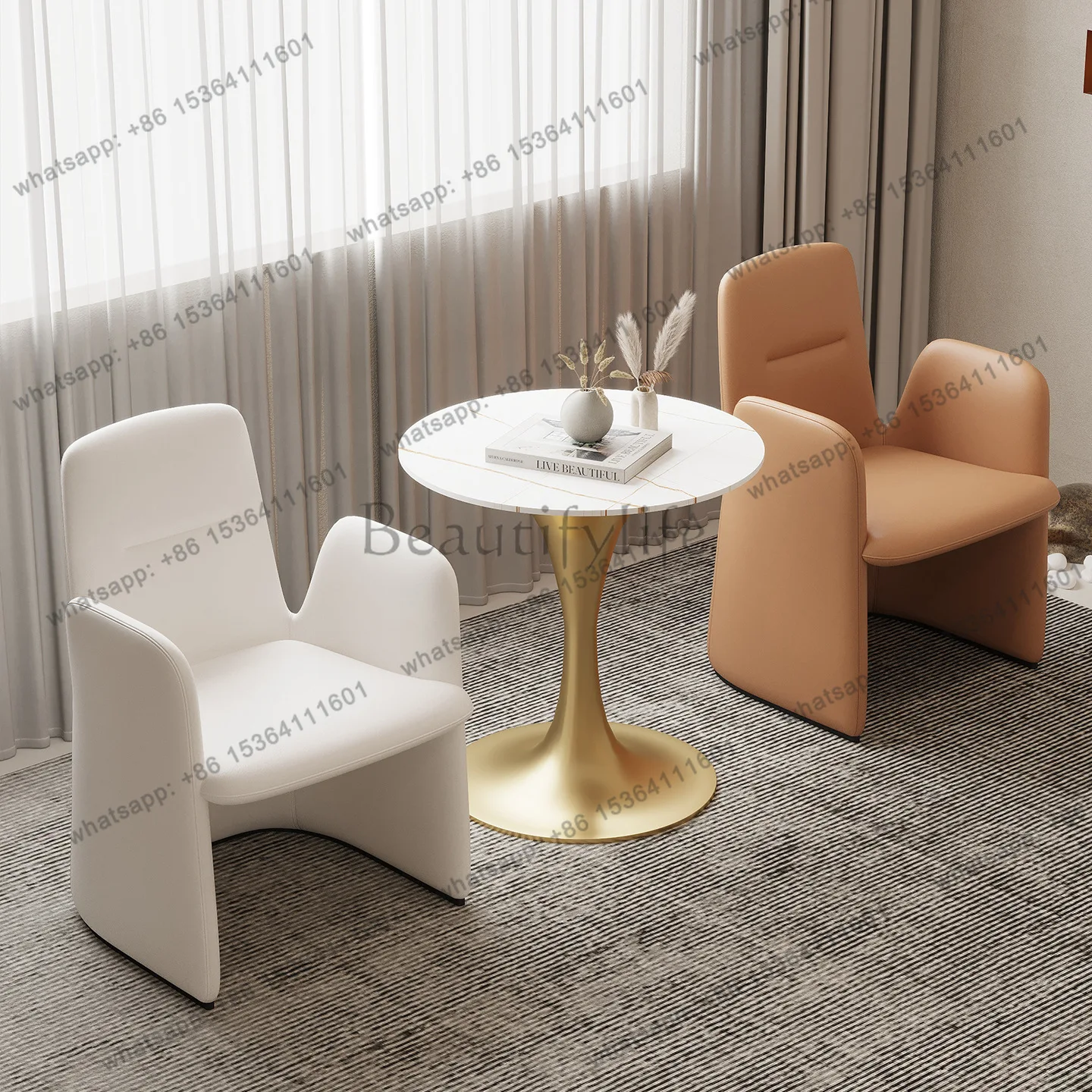 LS Negotiation Table and Chair Combination Sample House Display Center Beauty Salon Milk Tea Shop Balcony Small Round Table