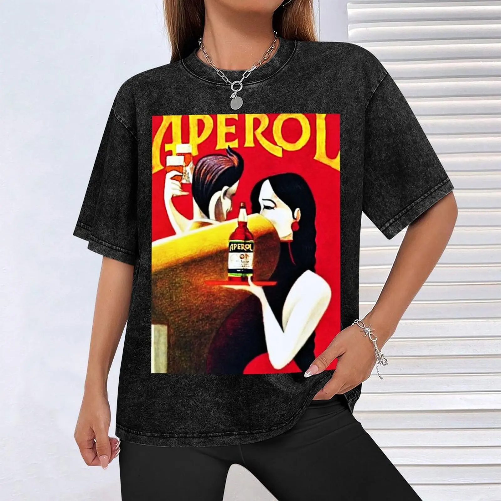 Vintage Italian Apero Aperitif Antico Lithograph Wall Art T-Shirt Casual All Match Short Sleeve T-Shirt - view 4
