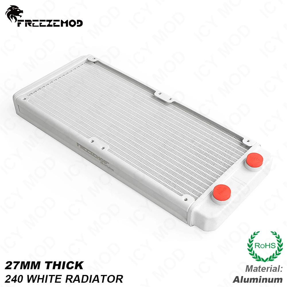 

FREEZEMOD 240mm Aluminum Water Cooling Radiator Thread Radiator 17 Wave Crest Fins ROHS Certification White Radiator SR-LPZJ240