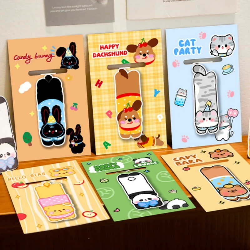 48pcs/lot Kawaii Cat Dog Rabbit Capybara Animal Magnetic Bookmark Cute Book Mark For Books School Office Supply Stationery Gift
