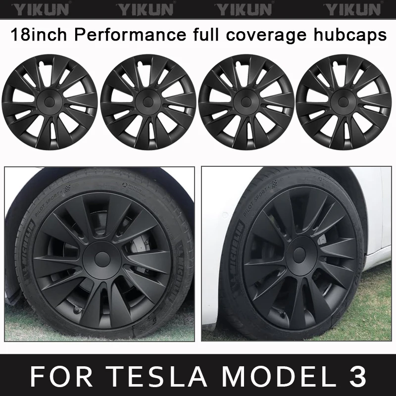 

4PCS HubCap for Car Replacement Tesla Model 3 Wheel Cap 18 Inch Automobile Hub cap Full Rim Cover Accessories Wheel Cover 2023