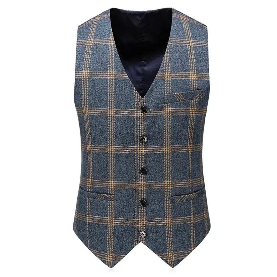 3 Piece Men\'s Suits Check Plaid Suit Single Breasted One Button Jackets Formal Dress Party Prom Casual Tuxedo Suits for Men