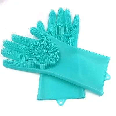 Dishwashing Cleaning Gloves Silicone Rubber Sponge Glove Household Scrubber Kitchen Clean Tools Dropshipping Kitchen