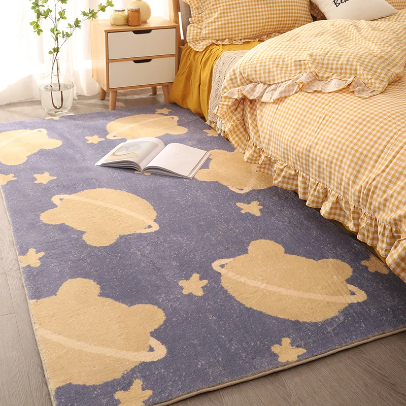 Modern Home Fluffy Large Area Living Room Carpet Thickened Soft Girl Bedroom Carpets Dirty Resistant Cute Children Room Rug