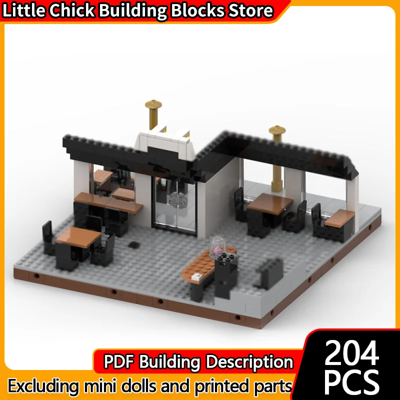 

Модель City Street View MOC, строительные кирпичи, кофейня в городе, модульная технология, детские праздничные подарки, сборка игрушек, костюм