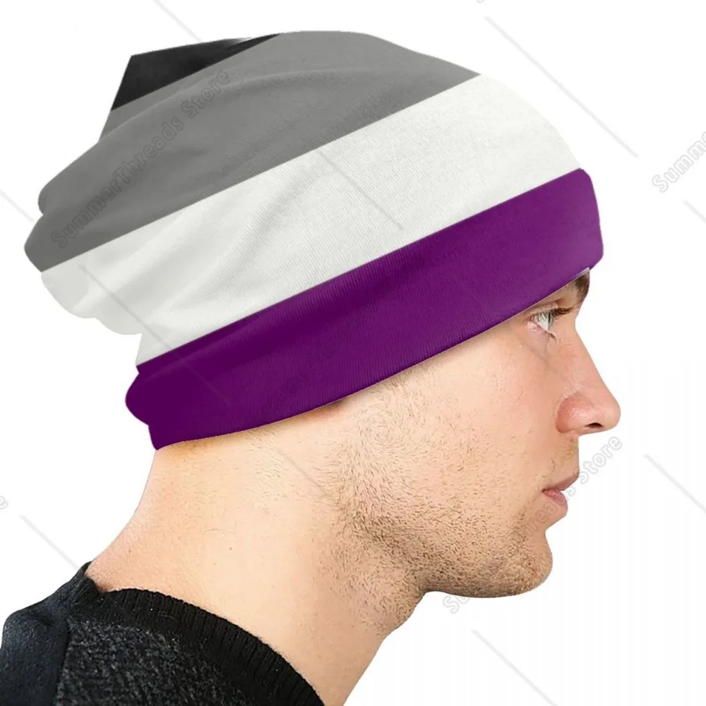 غيرجنسية فخر العلم بونيه قبعة الحياكة القبعات الرجال النساء الهيب هوب للجنسين LGBT الشتاء الدافئ Skullies Beanies قبعات #5