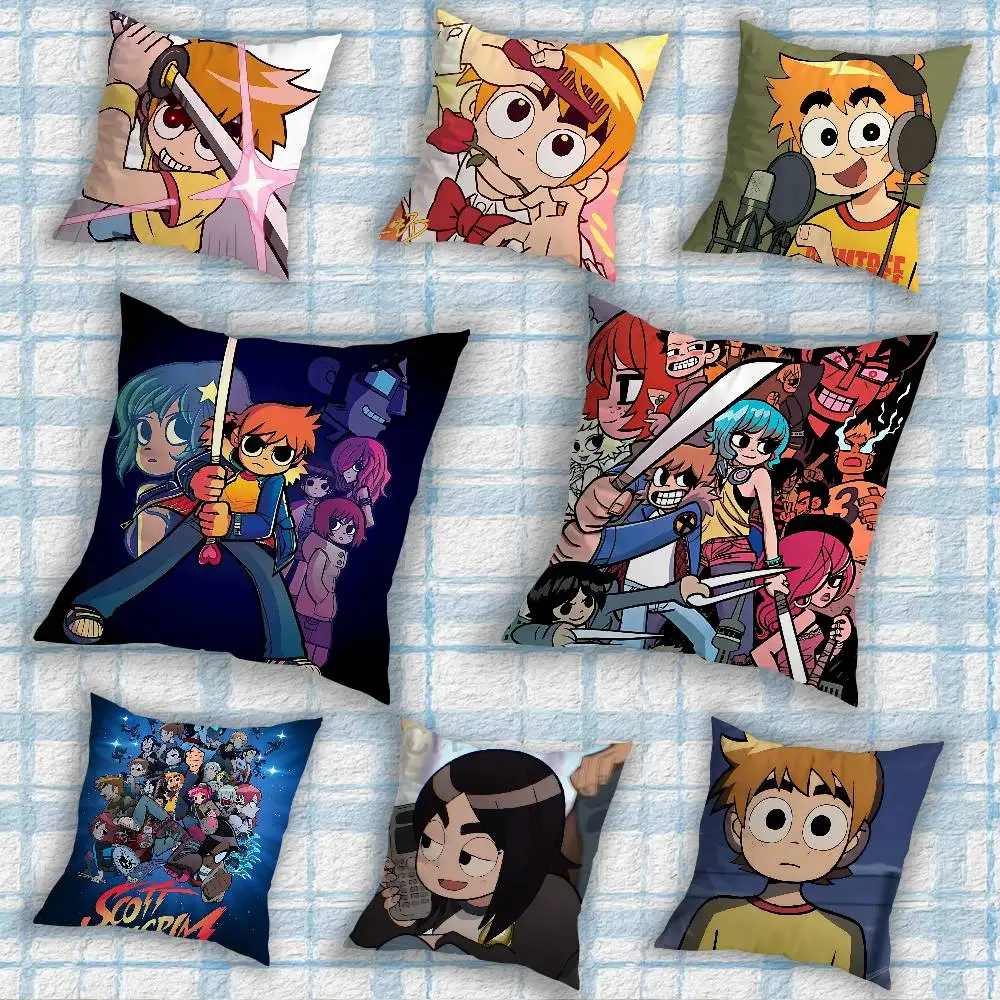 

cheeky Scott Pilgrim Takes Off Pillow Case Anti-dustmite Pillowcase Invisible zipper silky short plush Sofa cushion cover