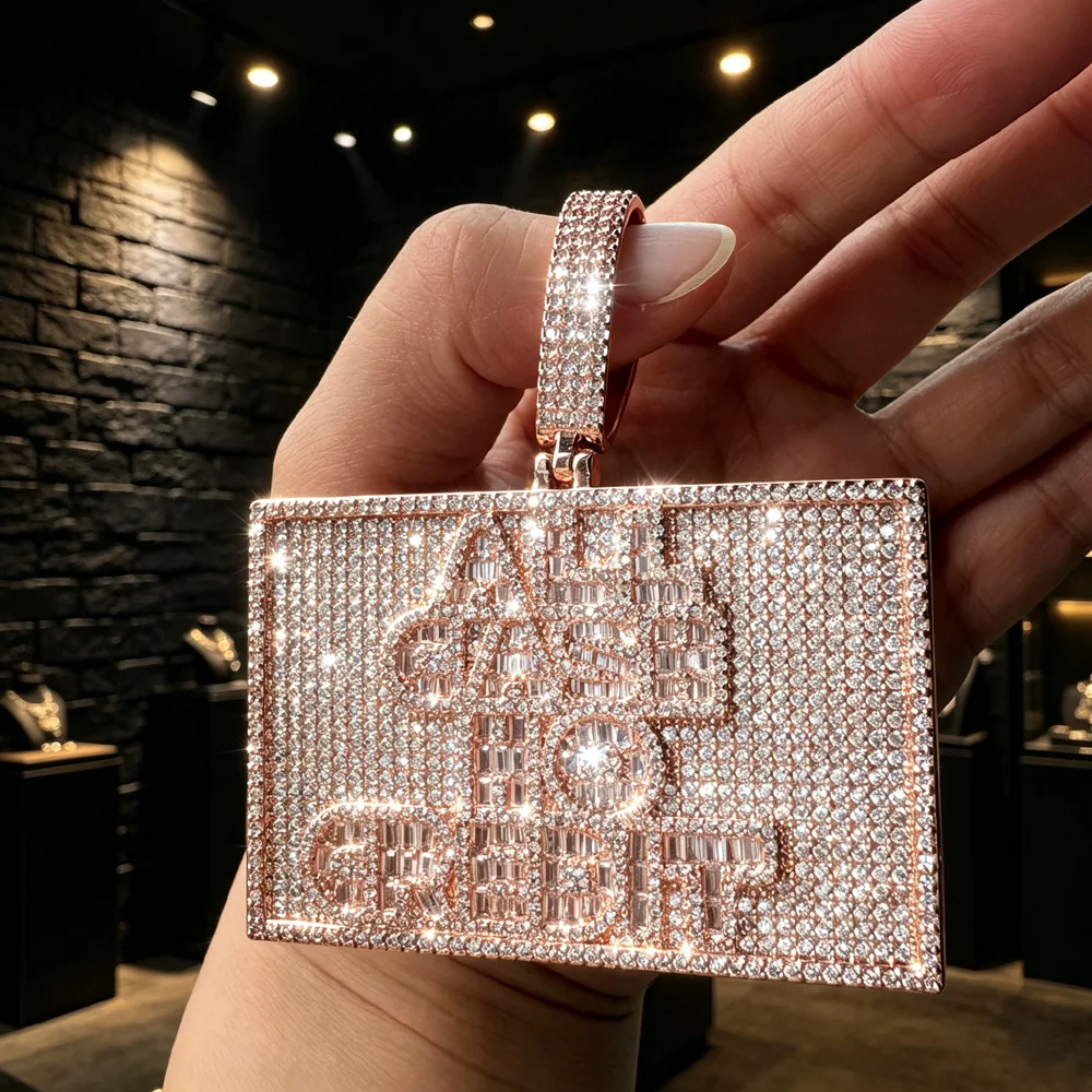 All Cash No Credit Necklace Pendant 5A Cubic Zirconia Trendy Letter Charm Hip Hop Jewelry
