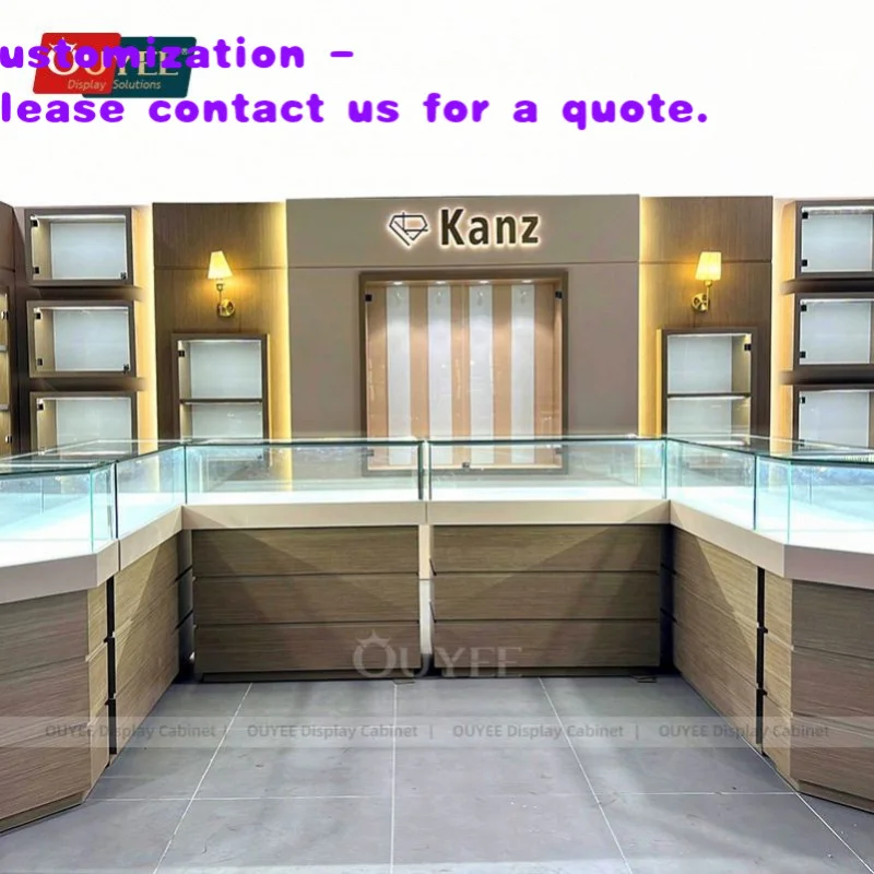 custom.3d Rendering Jewellery Shop Design Wooden Jewellery Counter Display Glass Jewelry Island Jewellery Counter