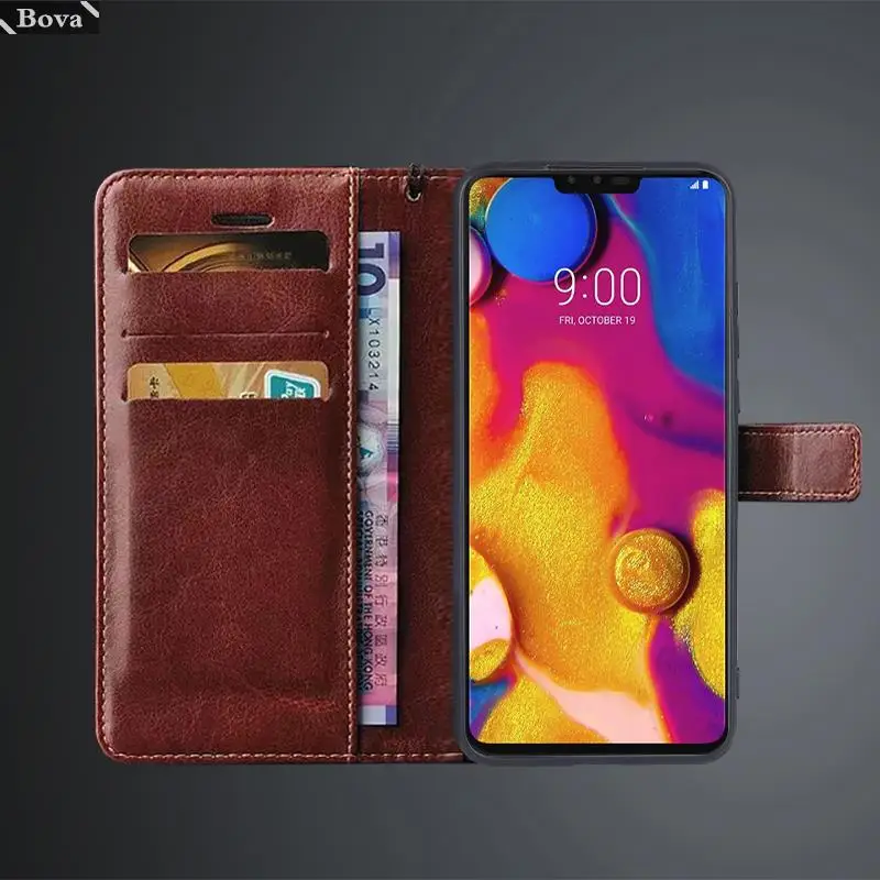 for LG V40 Card Holder Pu Leather Cover Case for LG V40 ThinQ Flip Cover Retro Wallet Bag Fitted Case Business Fundas Coque