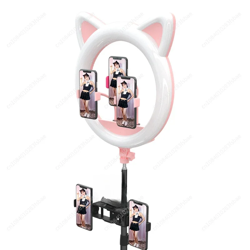 Heart Ear 20 inch Pink LED Ring light 408pcs LED 60 lumens Dimmable 3000K-6500K 5 phone clamps YouTube Ringlight for Makeup