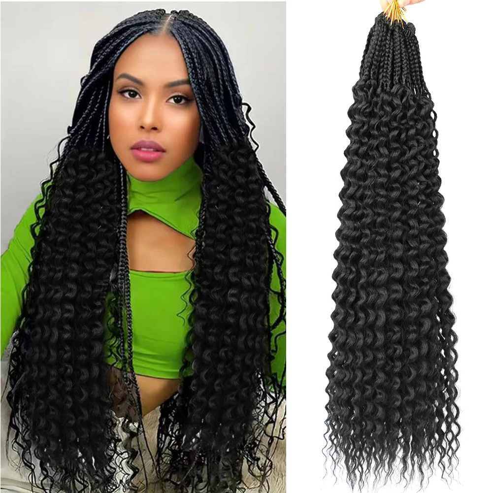 

Belle Show Box Braids with Deep Wave Crochet Hair 24 Inch Synthetic Pre Looped Water Wave Crochet Hair Extensions