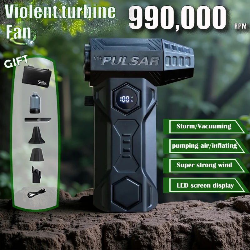 Dmuchawa X11 Turbo Jet 990000 obr./min z silnikiem bezszczotkowym, mocna dmuchawa powietrza, prędkość wiatru 75 m/s, 10000 mAh, intensywny turbo wentylator, zestaw do odkurzania