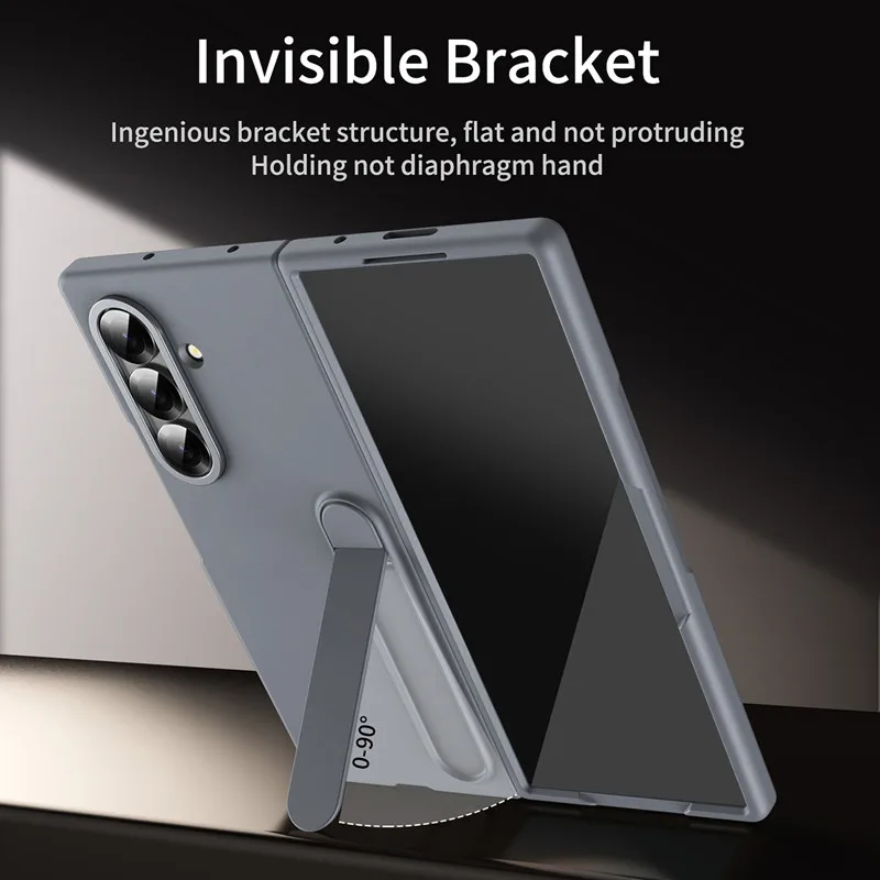 

For Samsung Galaxy Z Fold 7 Case ELVEV Anti-drop Skin-friendly Texture Hard PC Folding Bracket Phone Cover