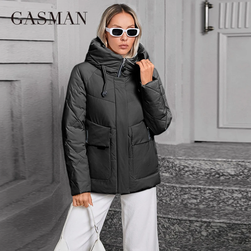 GASMAN 2024 Winter Down Jacket Collection Fashion Solid Stand-up collar Women Coats Elegance Hooded Women\'s jackets 83278