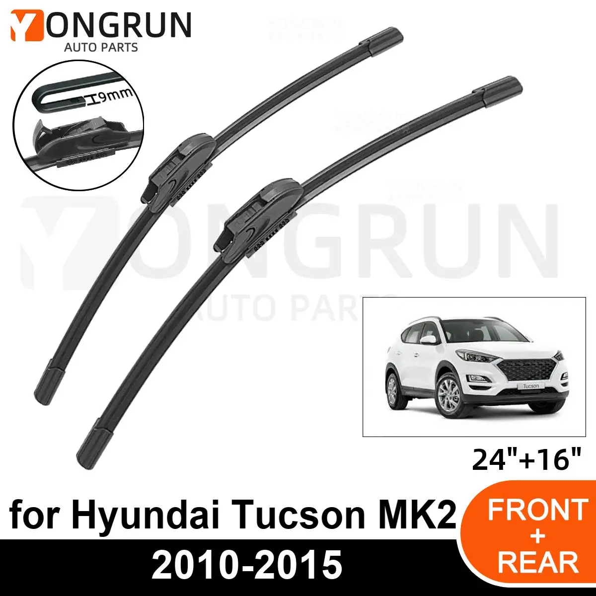 

Car Front Windshield Wipers For Hyundai Tucson MK2 2010-2015 Wiper Blade Rubber 24"+16" Car Windshield Windscreen Accessories