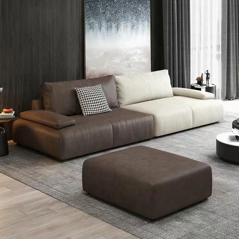

&S Modern Luxury Chesterfield Sectional Sofa Set Convertible Wood & Leather for Living Room Villa Hotel Bed Use*