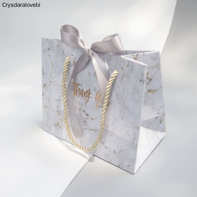 10pcs/lot High-quality Gift Bag Marble Style Candy Boxes Wedding favors Portable Gift Box Party Favor Decoration