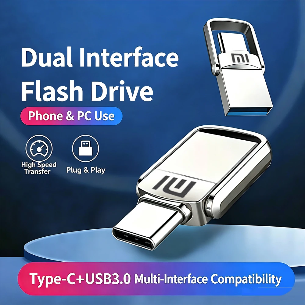 Clé USB OTG 3.0, lecteur flash 512 Go, métal, étanche, type C, mémoire USB, clé USB 128 Go 256 Go pour téléphone et tablette Xiaomi