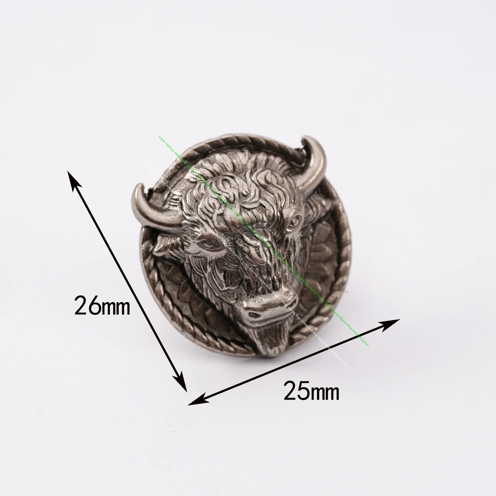 10Pc 26*25Mm Heavy Duty Silver Western Buffalo Head Bison Leathercraft Hardware Horse Holster Saddles Belt Concho Screwback view 2