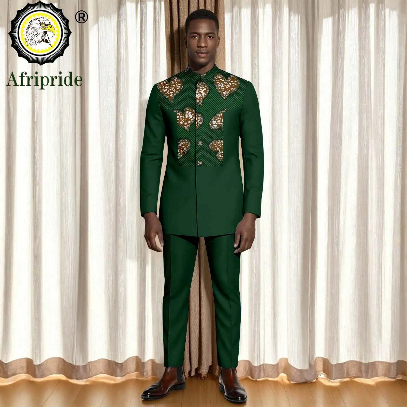 Dashiki Men African Clothes Outfits Traditional Attire Single Breasted Print Blazer and Pants 2 Piece Set Formal Clothes 2516099