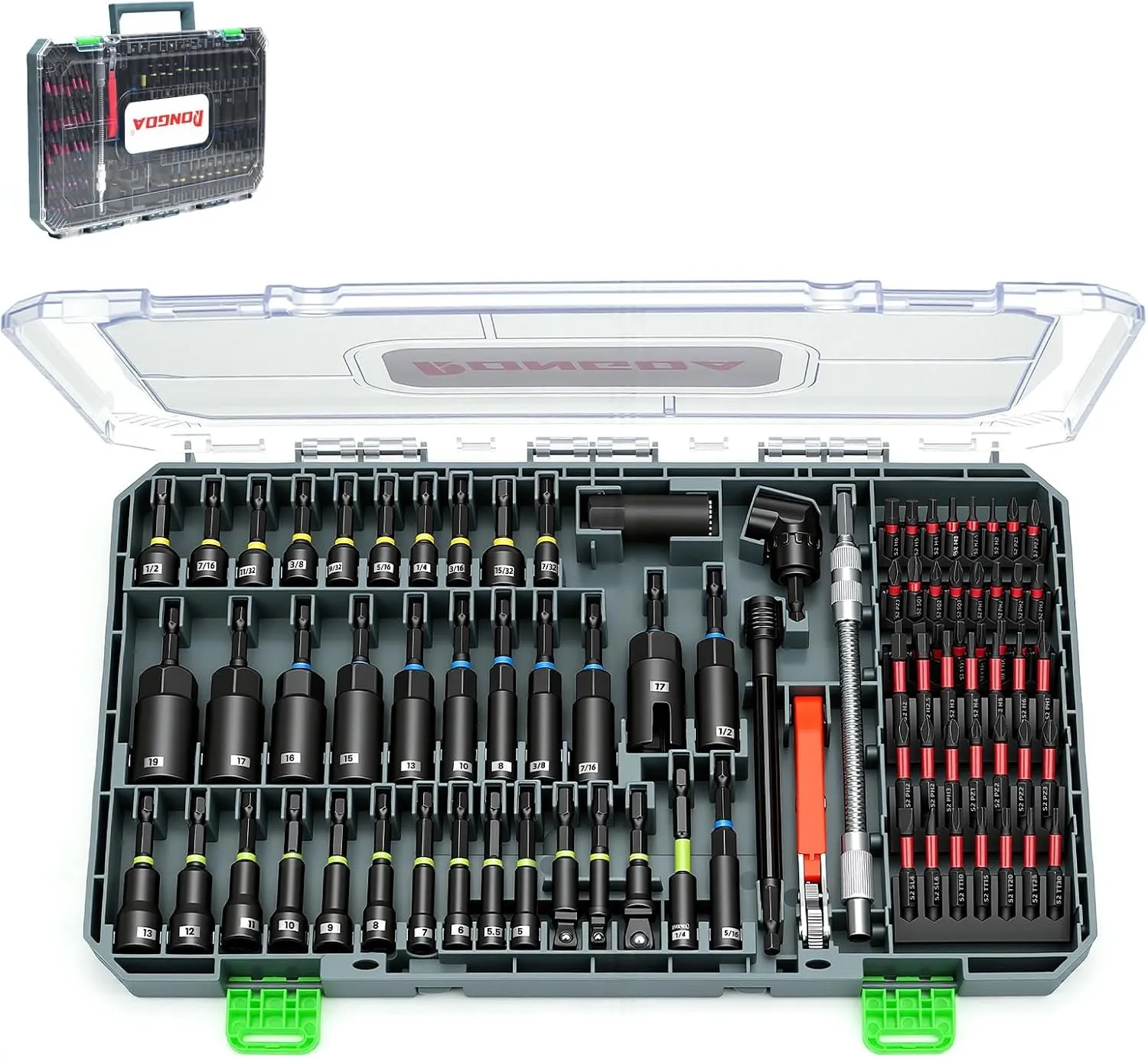 86-Piece Magnetic Impact Nut Driver Set, Metric & SAE