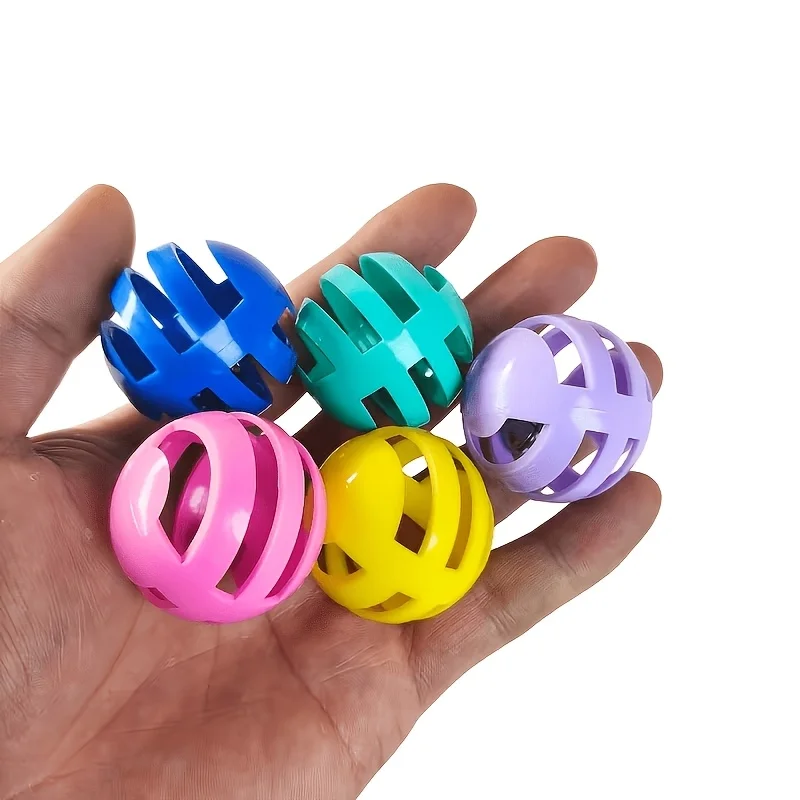 5-teiliges Set Katzenspielzeug Glockenbälle - Mehrfarbige Hohlbälle, Geeignet für Katzen zur Langeweile-Bekämpfung, Jagen und Spielen im Fußballspaß – Detail 1
