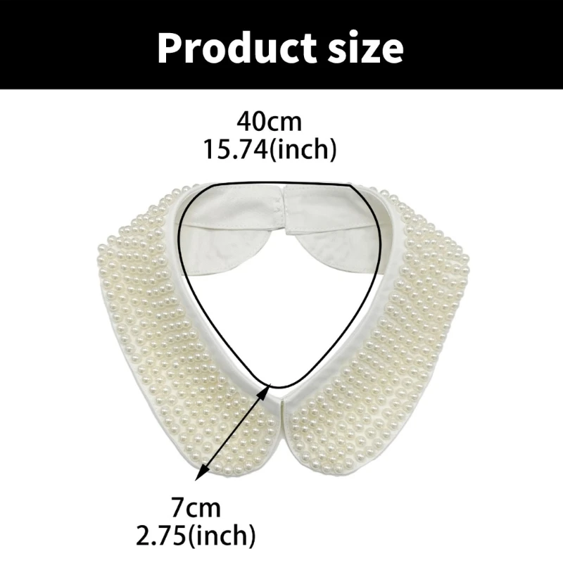 Col perles blanc sophistiqué, col réglable, encolure chemise