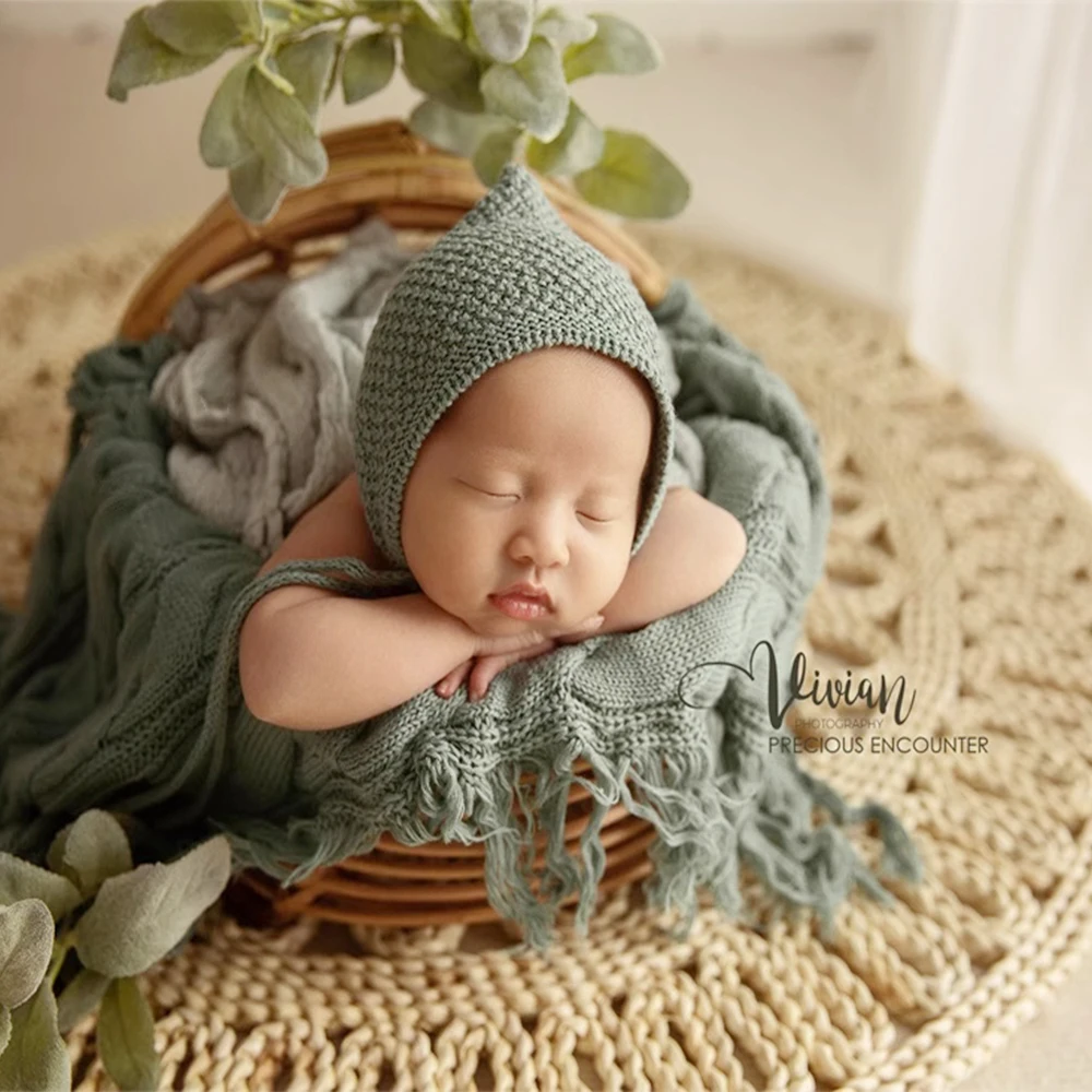 Round Straw Rug Newborn Photography Props Boho Newborn Photo Carpet Hand Braided Natural Baby Blanket Photography Accessories