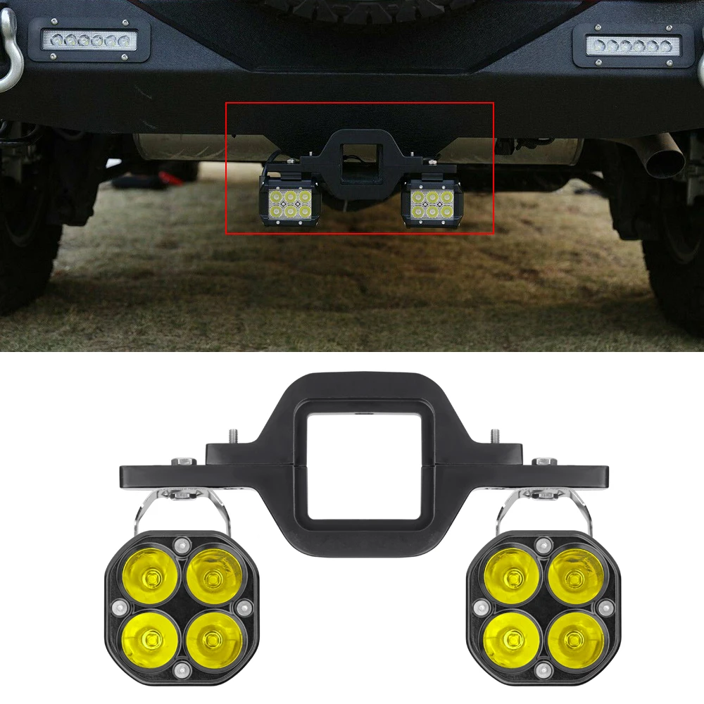 3 Inch Work Light Spot Beam Yellow Offroad Car Bar with Universal Trailer Tow Hitch Mount Bracket for Toyota Pickup Truck Van